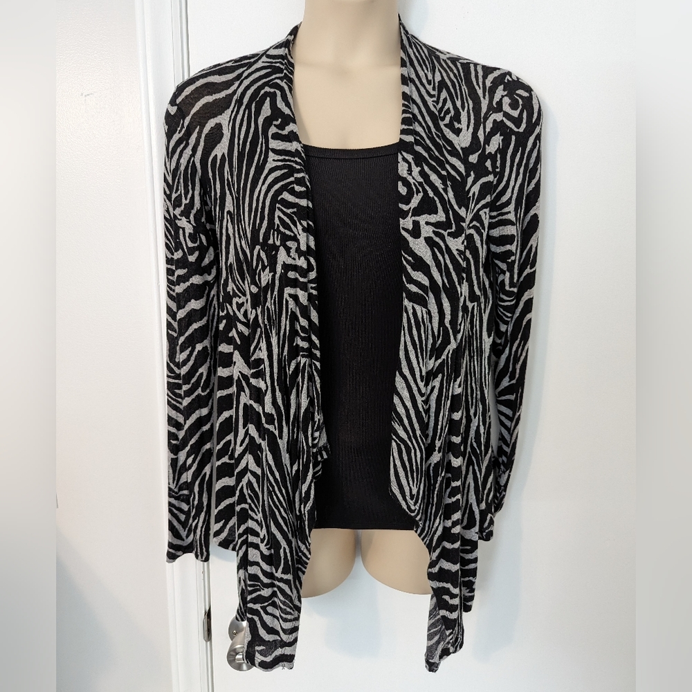 Beautiful Yahada Zebra Animal Print Open Front Cardigan Sweater - Size Small